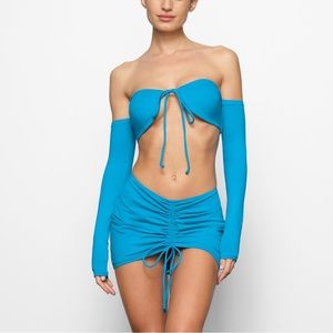 🦋SKIMS SWIM LONG SLEEVE BIKINI TOP IN TURQUOISE XXS